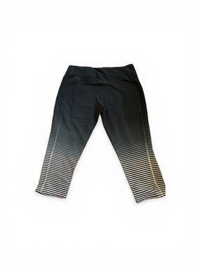 Nike Black, Navy to White Gradient Stripe Capri Leggings